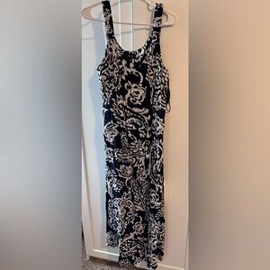 Elegant Navy and White Pattern Dress NWT